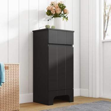 Imagem de VANIRROR Armário de banheiro pequeno com prateleiras ajustáveis, gaveta, design antiponta, 38 cm C x 30 cm L x 81 cm A, MDF durável para banheiro, cozinha, lavanderia e armazenamento de quarto, porta