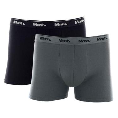 Imagem de Kit Cueca Boxer Mash 2 Peças Masculina Algodão Elástico, G, Cinza chum
