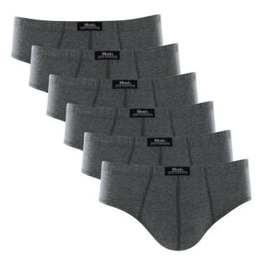 Imagem de Kit 6 Cuecas Slip Algodão Lisa Mash 074.58, Cinza mescla escuro, Gg