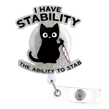 Imagem de Porta-crachás retrátil, cartão de identificação com clipe jacaré para nome de enfermeira CNA, carretel de crachá engraçado, clipe de crachá de identificação de estudante, lindo desenho animado de