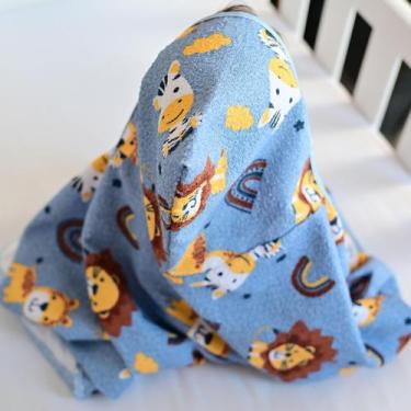 Imagem de Toalha de Banho para Bebê 68 cm x 68 cm Bublim, Leão Azul