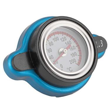 Imagem de Naroote Tampa Termostática do Radiador Com Medidor de Temperatura para Radiador de Carro - Liga de Alumínio Universal + Tampa do de Borracha de Silicone - Escuro + Preto, 65 X 45 Mm Cena aplicável: