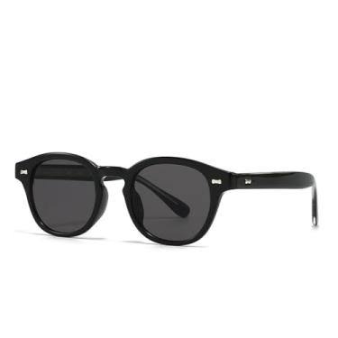 Imagem de Óculos de Sol Punk com Armação Pequena e Rebites Redondos, Proteção UV400, Unissex, para Esportes ao Ar Livre, Corrida e Ciclismo, Preto