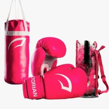 Imagem de Kit Boxe Muay Thai Infantil Pretorian Rosa Branco