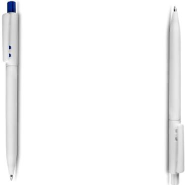 Imagem de Caneta Esferográfica Retrátil, Escrita Azul, Alumínio Reciclado, Corpo Emborrachado, Ponta Touch, Refil Parker, Ambidestro, 15g (Azul e Branco)