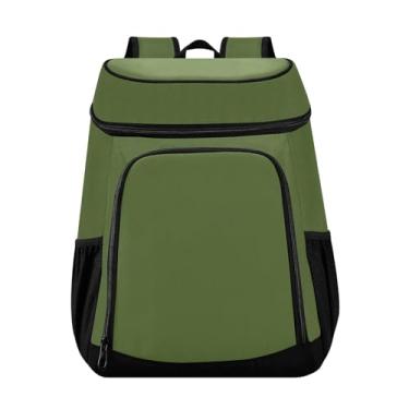 Imagem de Bolsa térmica portátil verde-oliva escura, 36 latas, lancheira masculina para almoço, piquenique, viagem, acampamento, caminhada