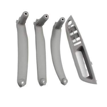 Imagem de 4 pçs conjunto carro frente motorista maçaneta da porta braço capa interior puxar painel guarnição compatível para bmw x5 x6 e70 e71 2007-2013(Gray RHD 4PCS SET)