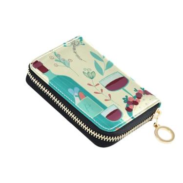 Imagem de Carteira feminina engraçada de garrafa de vinho, com zíper, porta-cartões, bloqueio de RFID, impermeável, bolsa de moedas com zíper