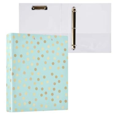 Imagem de Fichário de bolinhas com glitter dourado arco-íris gradiente, 3 anéis redondos, pasta de arquivos para escola e escritório, 1 pacote