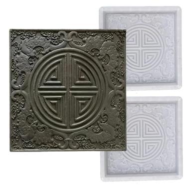 Imagem de 2 peças de moldes de concreto para passarelas, selos de concreto quadrados de plástico faça você mesmo, moldes de pavimentação de concreto, caminhos de jardim, pavimentadoras de pedra para jardim (40