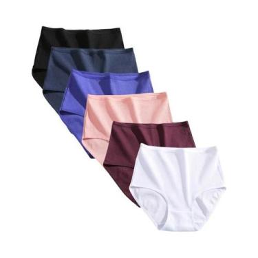 Imagem de Calcinhas De Algodão plus Size De Cintura Alta 6 Peças Respirável Em C