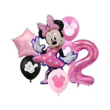 Imagem de Conjunto De Balões De Folha Minnie E Mickey Mouse 7 Peças Para Festa D