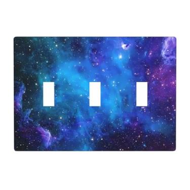 Imagem de TEIKKIOP Capa de interruptor de luz espacial Galaxy Planet 3 Gang, placa decorativa de parede para quarto de crianças, meninos, interruptor de luz elétrica, capa de soquete para sala de jogos
