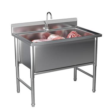 Imagem de Pia utilitária de aço inoxidável independente, pia de cozinha de restaurante comercial, pia profunda, para restaurante, café, bar, hotel, garagem, lavanderia (120 cm)