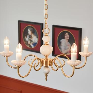 Imagem de Lustre vintage E14 em cobre, estilo rústico de restaurante, lustre criativo de luxo para velas, altura ajustável para mesa de jantar, quarto ou café.