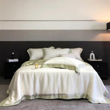 Imagem de Jogo de Cama em Fibra Super Macia e Sedosa com Toque Fresco, Incluindo Capa de Edredom, Lençol de Baixo e Fronhas, Cor 1, Tamanho King (220x240cm) - 4 peças