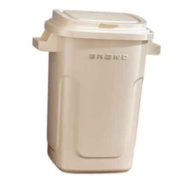 Imagem de Bothyi Lixeira de 28 litros com tampa, e versátil, ideal para escritório, cômoda, quarto e cozinha, Creme