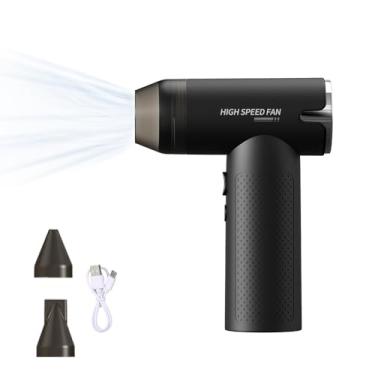 Imagem de Soprador de Ar Alta Turbina Portátil Ventilador Mesa Recarregável Econômico Mudança Contínua Pequeno com 3 Tipos Bicos para Viagens Camping Casa Escri