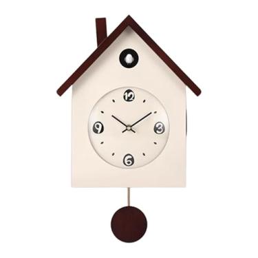 Imagem de WeiLaiKeQi Relógio Cuco com Pêndulo, Relógio Cuco de Parede de Madeira com Volume Ajustável, Ideal para Decoração de Casa, Ano e Escritório, Bege