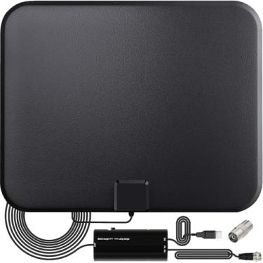 Imagem de Antena de TV interna para Smart TV e todas as Smart TVs, antena digital HD com amplificador de sinal amplificador, antena de TV para canais locais internos e externos, suporta cabo coaxial 4K 1080p
