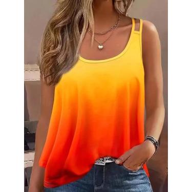 Imagem de Top Cami Sem Mangas Com Recortes Em Ombre plus Size, Roupas Casuais De