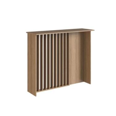 Imagem de Bancada Ilha para Cozinha 120cm com Painel Ripado Bahia BC1200 Cor Mel