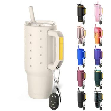 Imagem de Frost Buddy Copo Thicc Buddy de 1,134 g com manga de silicone – personalizável com pingentes Budz, copo de aço inoxidável isolado com alça e canudo, à prova de vazamento, compatível com porta-copos