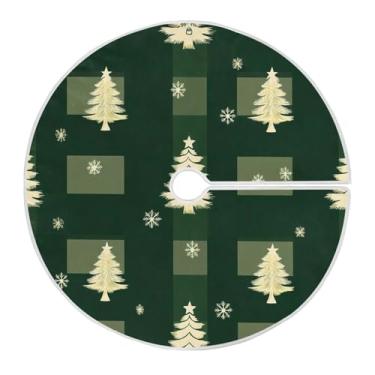 Imagem de Wassud Saia para árvore de Natal, árvore de Natal, xadrez, enfeites de Natal, tapete de árvore grande para decoração de festa de ano novo, 121 cm