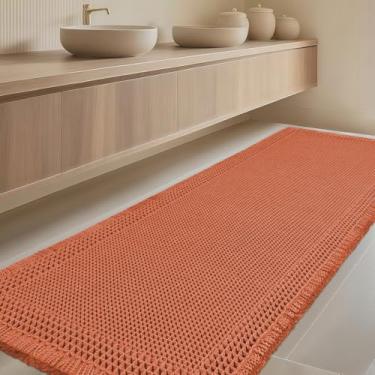 Imagem de Tapete de banheiro extra grande, tecido boêmio, moderno, absorvente, antiderrapante, tapete de banheiro ultra macio, lavável na máquina, tapete de banho de malha com borda para banheiro, quarto