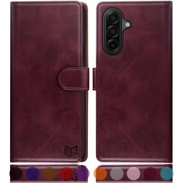 Imagem de SUANPOT Capa carteira compatível com Samsung Galaxy A17 5G com suporte de cartão de crédito com bloqueio RFID, capa protetora de couro PU flip book mulheres homens para Samsung A17 capa de telefone