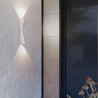 Imagem de GZZBMY LED Exterior apliques de parede IP65 impermeáveis metal alumínio candeeiros de parede criativo moderno up down iluminação interior / exterior para jardim varanda terraço (branco luz branca, 16