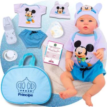 Imagem de Reborn Bebê Abigail Mickey Boneco Realista Kit Bolsa Maternidade Corpi
