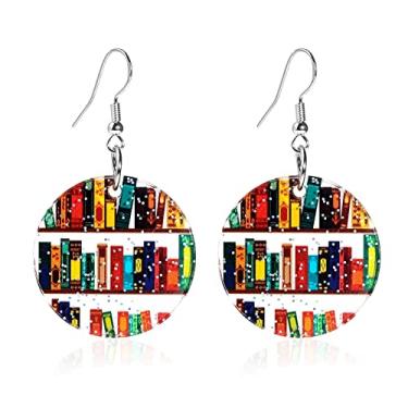 Imagem de Estante clássica de resina empilhada de livros, brincos pendentes de acrílico para mulheres, meninas, bibliotecárias criativas, professores joias de formatura, Acrílico Resina, resina