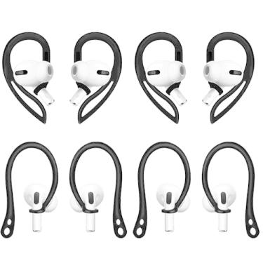 Imagem de ALXCD Ganchos de ouvido compatíveis com AirPods Pro 3 3ª geração 2025, 2 pares de ganchos de borracha macia ajustáveis antiderrapantes, 2 pares de ganchos de silicone para pontas de ouvido