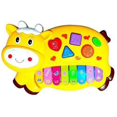 Imagem de Pianinho Bebe Brinquedo Infantil Educativo Musical Baby - Vaquinha(Ama