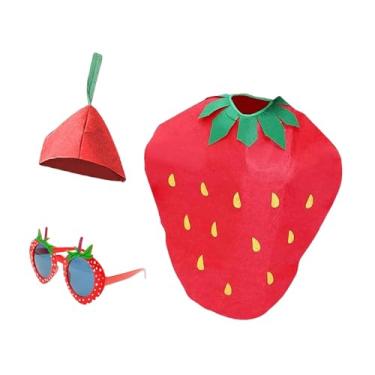Imagem de Colaxi Fantasia infantil de morango para meninos e meninas, confortável, com chapéu e óculos de sol.