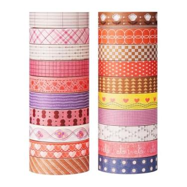Imagem de Conjunto de adesivos Washi de 20 rolos de 2 metros, adesivos decorativos para artes faça-você-mesmo artesanato suprimentos de diário scrapbook cartão embrulho