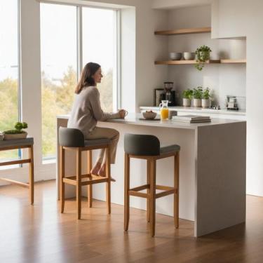 Imagem de Kit 2 Banqueta Onix Cinza Encosto Cadeira Alta Balcão Varanda - Magazi