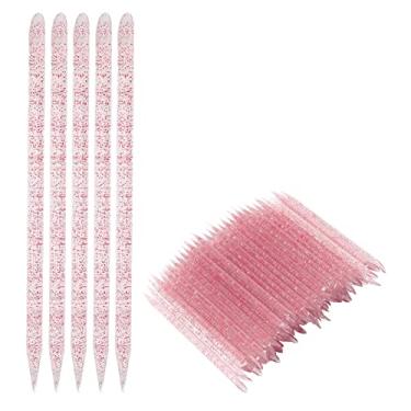 Imagem de Naroote Empurrador Descartável de Cutícula de Unha, Varas de Limpeza Eficazes para Manicure e Pedicure, 100 Peças, Plástico 9.5x0.4cm (Rosa Vermelha)