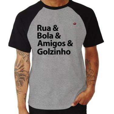 Imagem de Camiseta Raglan Rua & Bola & Amigos & Golzinho - Foca na Moda, Cinza, 