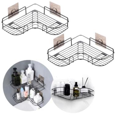 Imagem de Kit 2 Prateleira Suporte Adesivo Banheiro Cozinha Shampoo Temperos de Canto Aramado Parede