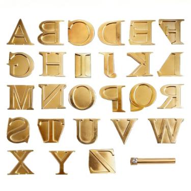 Imagem de Kit de queima de madeira de cobre puro com letras, 26 peças de pontas de ferro de marca do alfabeto maiúsculas para personalização, compatível com a maioria das canetas de ferro de solda para madeira