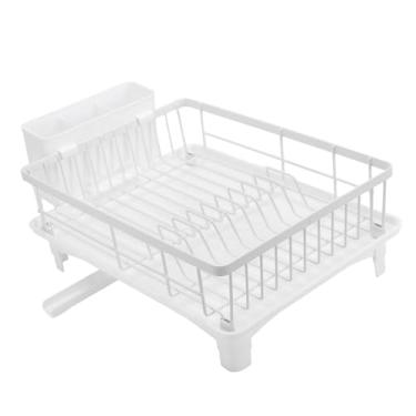 Imagem de XUXHOU Rack de Secagem de Pratos, Escorredor de Pratos de Ferro Com Drenagem Eficiente, Design que Economiza Espaço, para Pequenas Cozinhas, Apartamentos e Trailers (Branco)