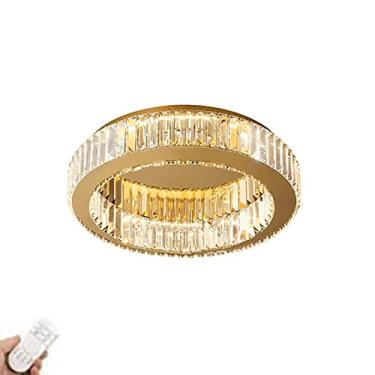 Imagem de Lustre de teto LED redondo com cristais, luxuoso e moderno, para sala de jantar, banheiro, quarto e sala de estar - Sem Aurora, 30x11cm
