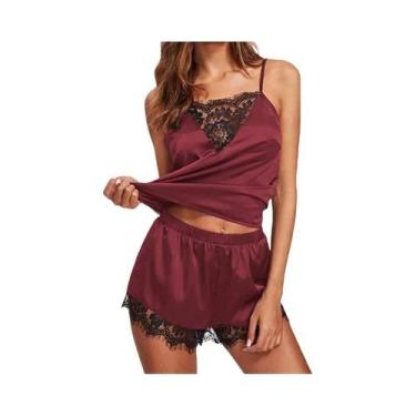 Imagem de Conjunto De Pijama Sexy De Renda Para Mulheres, Lingerie Sem Alças E S