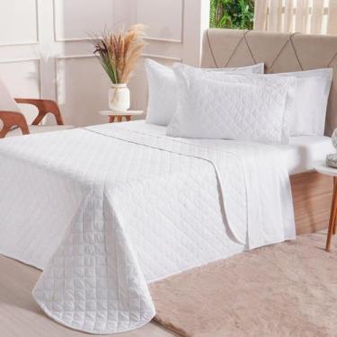 Imagem de Kit Colcha Solteiro 200 Fios Lisa 160x240cm - Tessi, Branco
