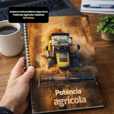 Imagem de Caderno Universitário Capa Dura Potência Agrícola, 1 Matéria, 160 Folhas, Espiral, 20x27,5cm, Tema Agrícola