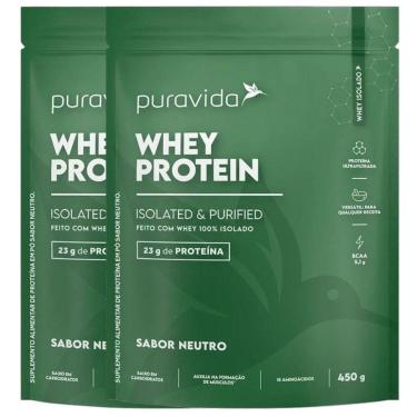 Imagem de Kit 2x Whey Protein Isolado Neutro 450g - PuraVida-Unissex