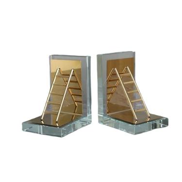 Imagem de VHDY85KA Suporte para livros em forma de L suportes de livros de metal escada de metal ornamentos decorativos suportes de livros pesados para casa biblioteca escritório material escolar extremidades