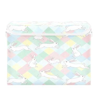 Imagem de SEHANY Cestas de armazenamento fofas de coelho de desenho animado com tampas, organizador de caixas de armazenamento de tecido para armário de roupas, cobertor de escritório, berçário, 42 x 32 x 30 cm